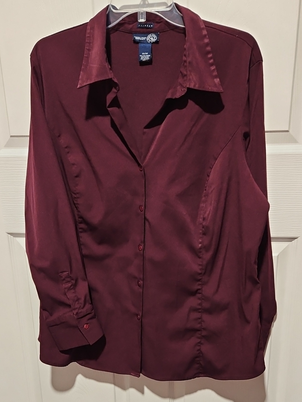Vintage Venezia Jeans Eggplant Stretch Button Down Blouse Shirt Size 22/24